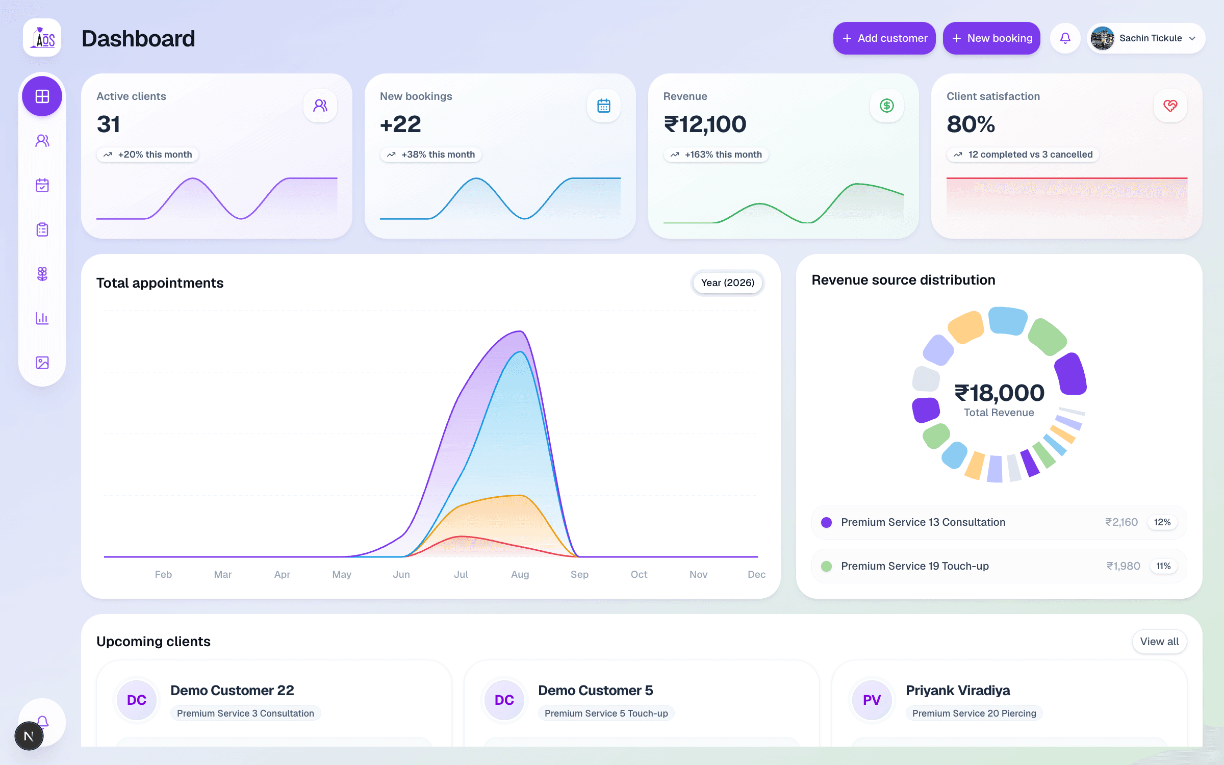 ArtistOS Dashboard screen